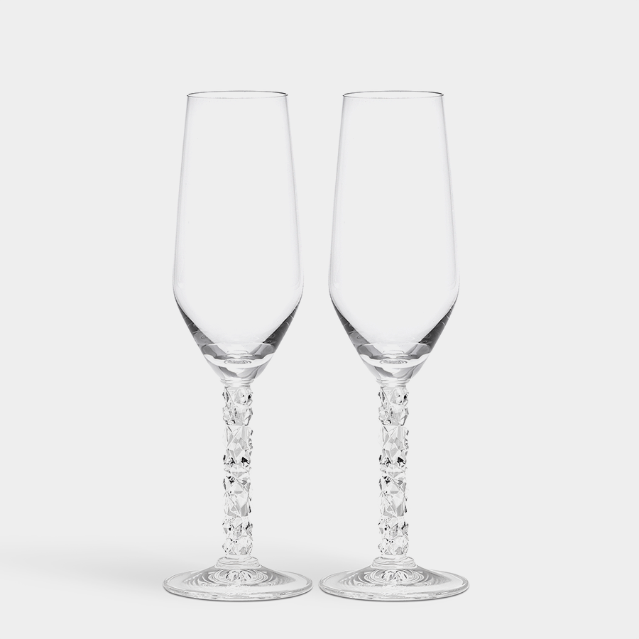 Set of 2 Diamond Champagne Glasses