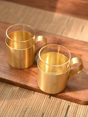 Set of 2 Brass Handcrafted Cups