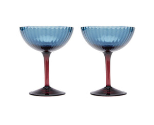 Glass Blue Flume Champagne Coupe Set