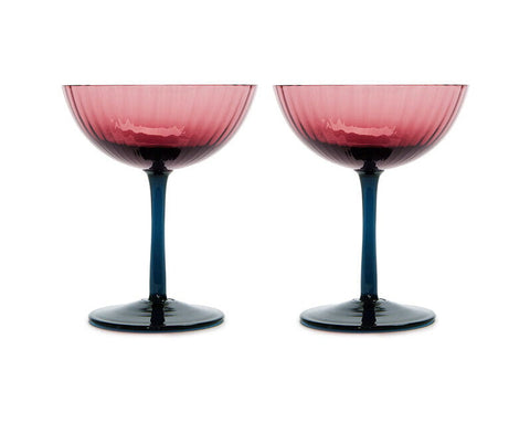 Glass Red Viola Champagne Coupe Set