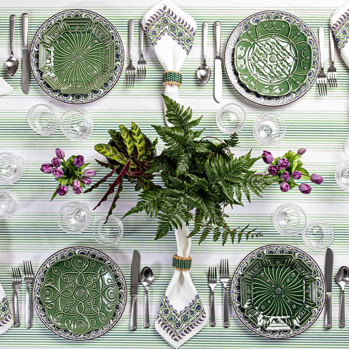 Set of 4 Jardins Green Plate