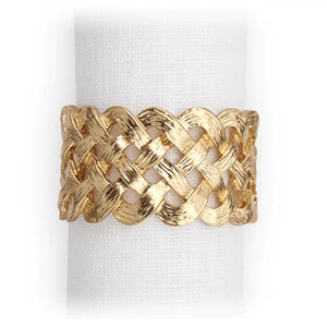 Set of 4 24K Gold & Swarovski Cross Napkin Rings