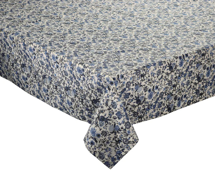 Ivory and Navy Motif Tablecloth