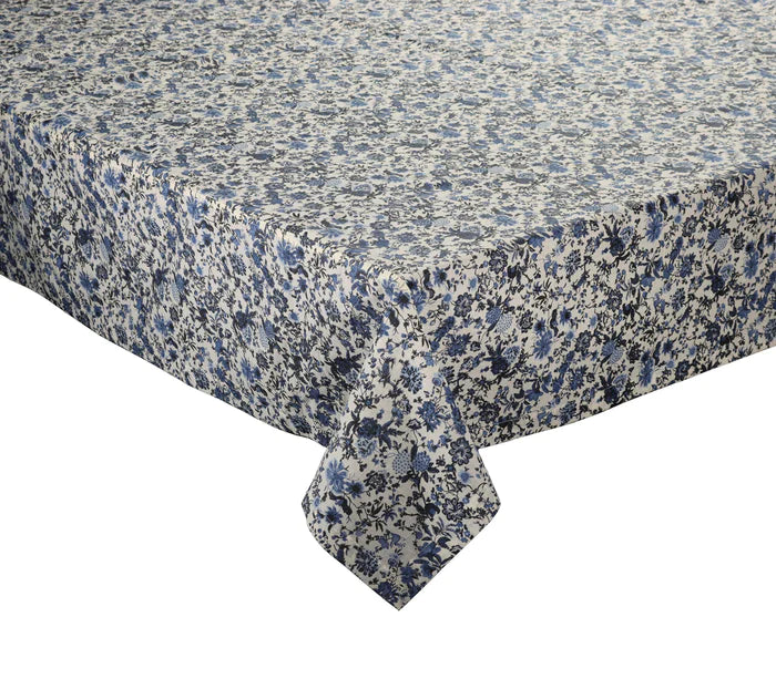 Ivory and Navy Motif Tablecloth