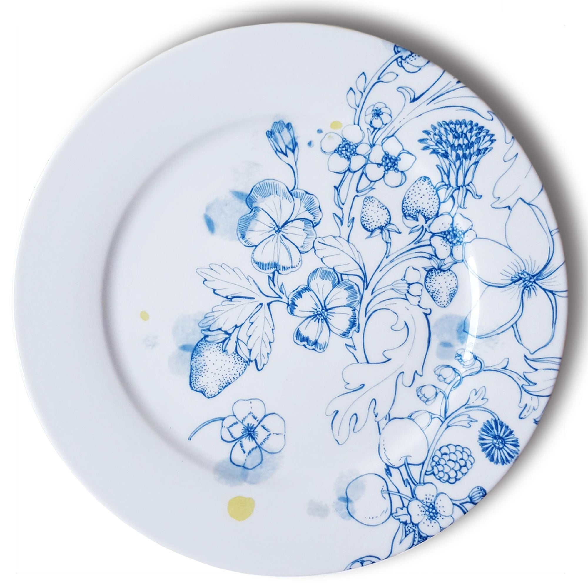 Set of 4 Blue Summer Dinner Plates