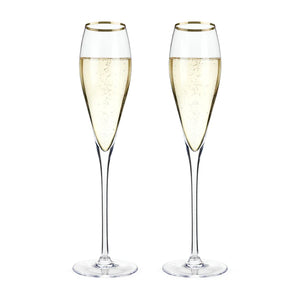 Festive Pair of Gold Embellished Champagne Flutes