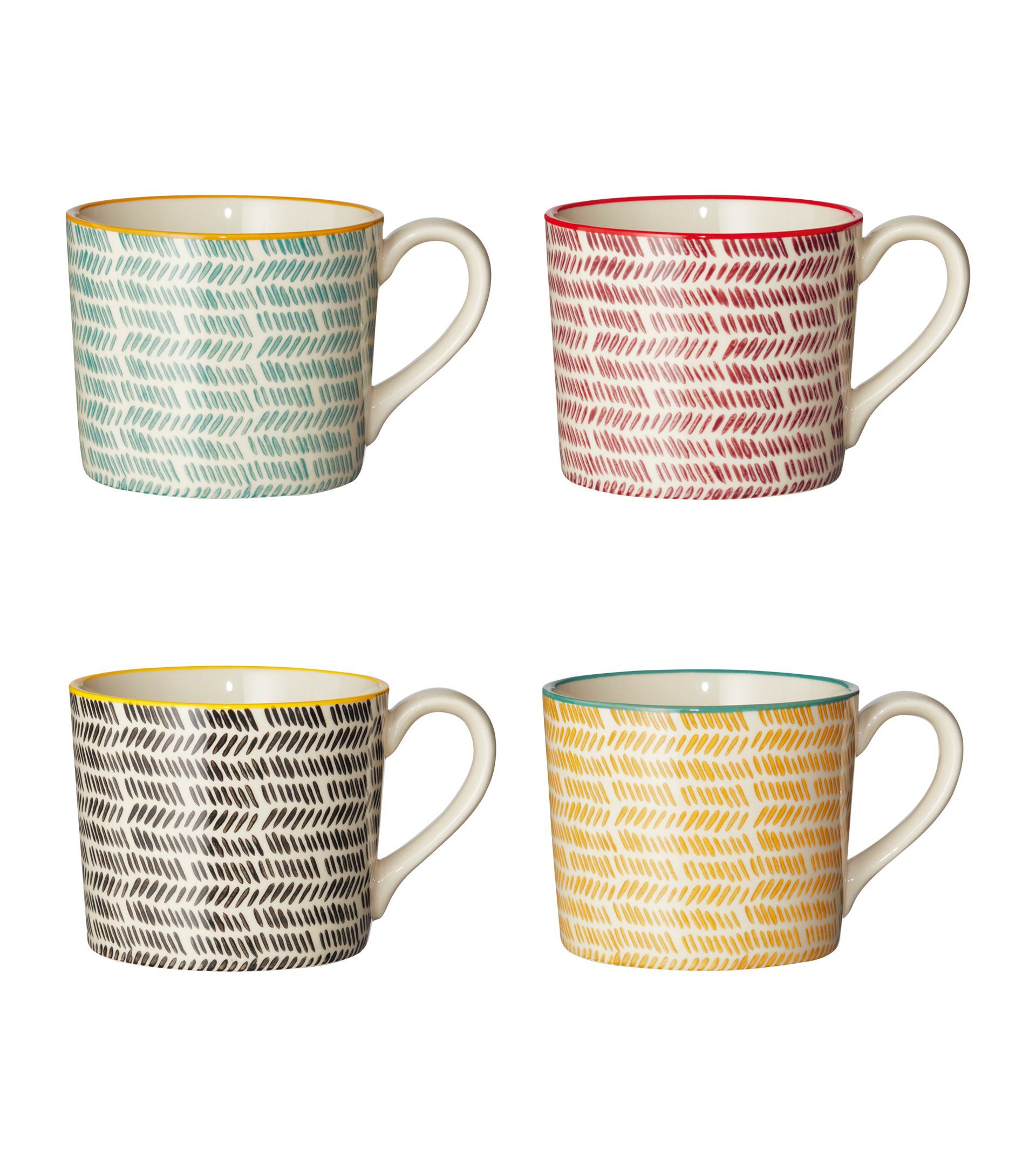 Set of 4 Handpainted Mugs