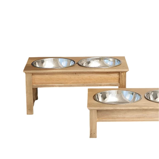 Elevated Natural Wood Pet Bowl