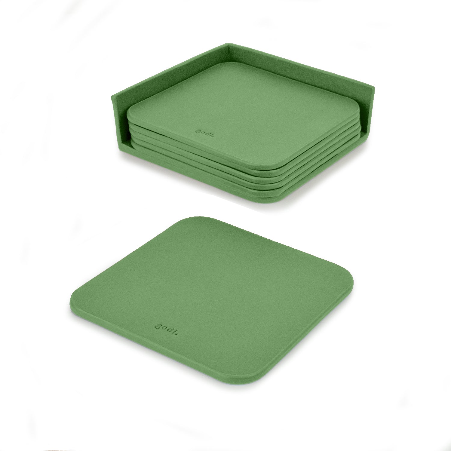 Set of 6 Lime Leather Coasters