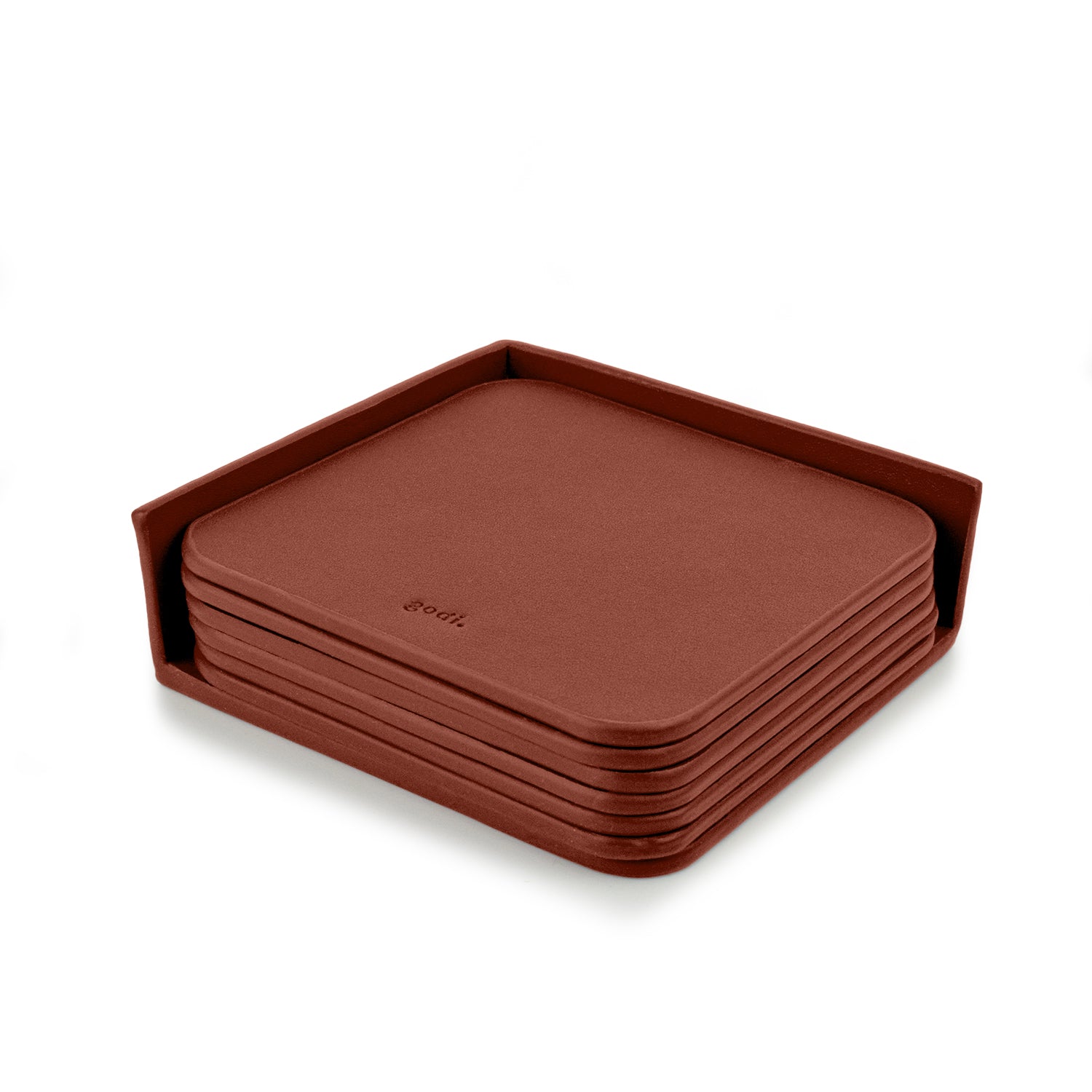 Set of 6 Ruby Leather Coasters